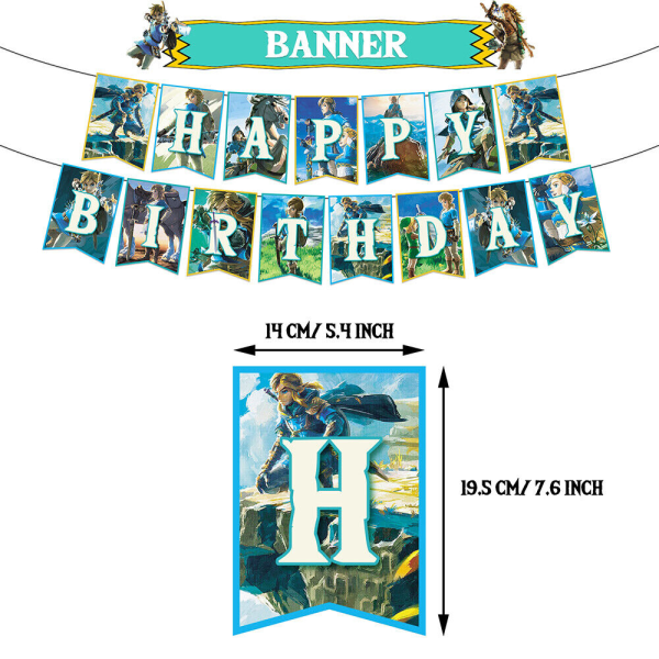 32 st Zelda's tema födelsedagsfest dekoration banner, ballonger