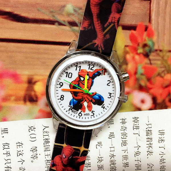 Kids Spiderman lysande watch blinkande ljus pojkar flicka klocka Black