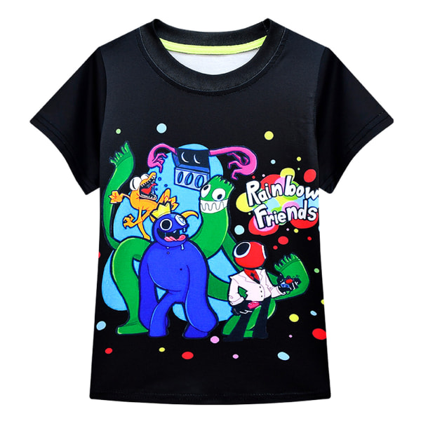 Kids Rainbow friends Casual kortärmad T-shirt Blus Top Present black