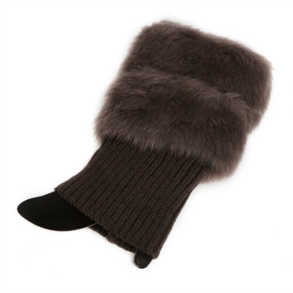 Damstrumpor Stövlar Sockor Benvärmare Virkad Stickad Päls Dark Grey