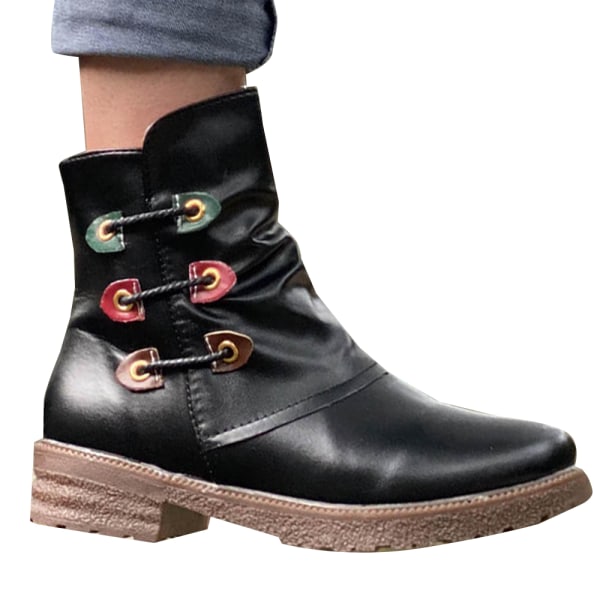 Dam Höst Casual Platt Ankel Låg Klack Chelsea Boots Skor Black 37