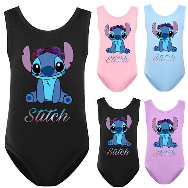 Barn Cartoon Stitch Badkläder Simdräkt Baddräkt Bikini black
