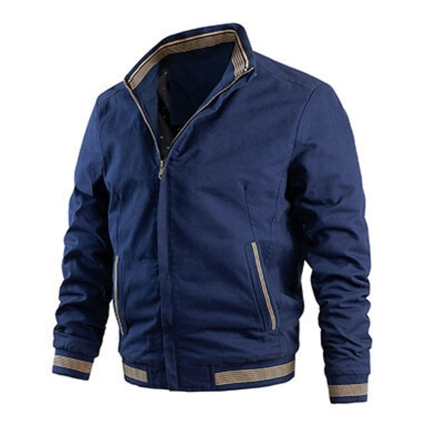 Herr Baseballjacka, Vintervindjacka, Lätt Pilot Tjock Casual Jacka Blue 4XL