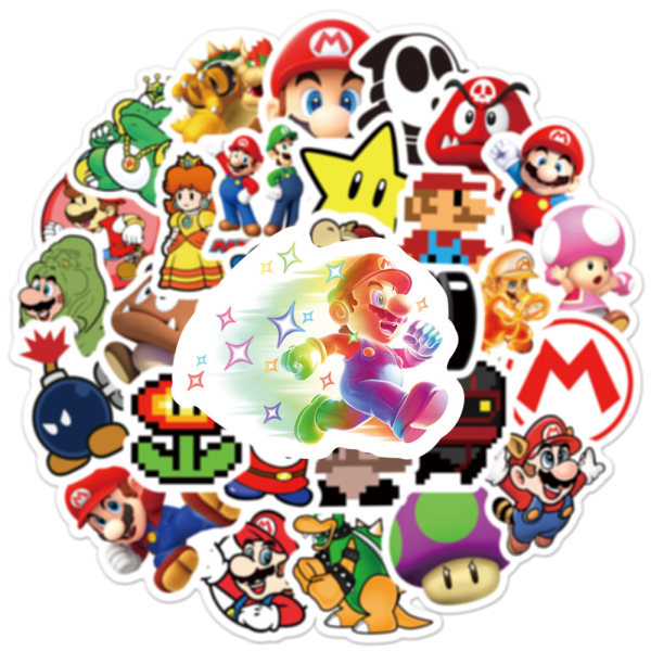 50st/ set Super Mario Stickers Laptop Vattenflaska Bagage Telefon Tecknad Dekal 50PCS