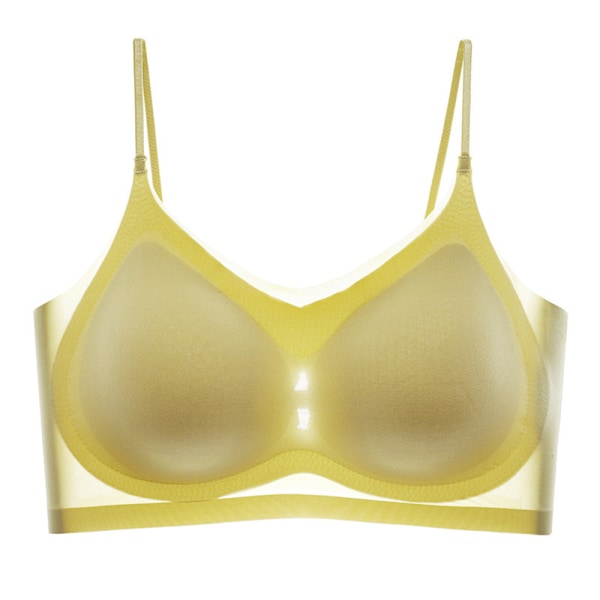 Summer Ultra Thin Ice Silk Comfort BH Dam Underkläder light yellow L