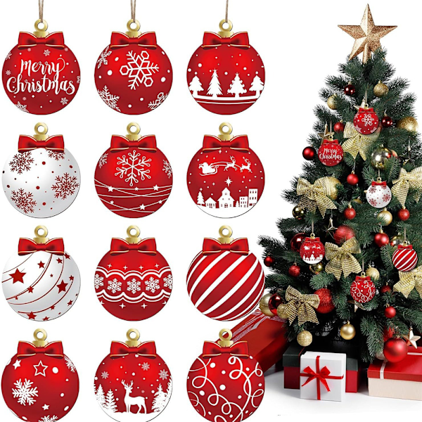 12 st julgranskulor Julgranspynt Set Julgransdekoration Hängande Julgran Hängande Dekoration Julhänge 12PCS