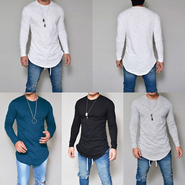 Ny herr långärmad pullover T-shirt grey M