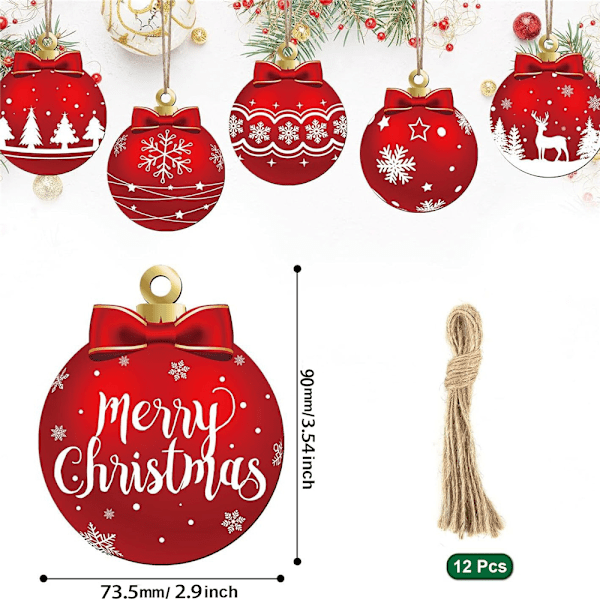 12 st julgranskulor Julgranspynt Set Julgransdekoration Hängande Julgran Hängande Dekoration Julhänge 12PCS