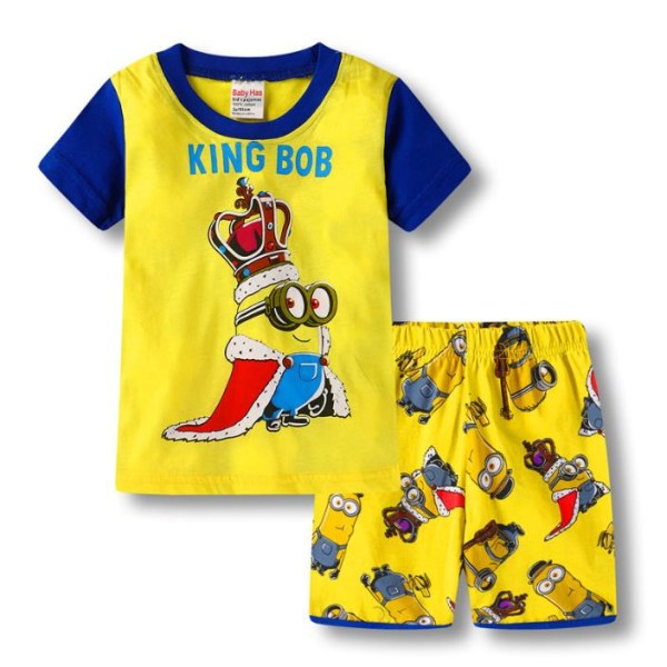 Barn Pojkar Flickor Minions Print Pyjamas Kortärmad T-shirt Shorts Set Nattkläder A 5 Years / EU 116