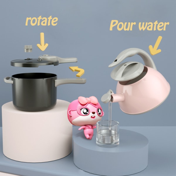 Lek Kökstillbehör Set Barnmatlagningsleksaker med kokkärl Pink