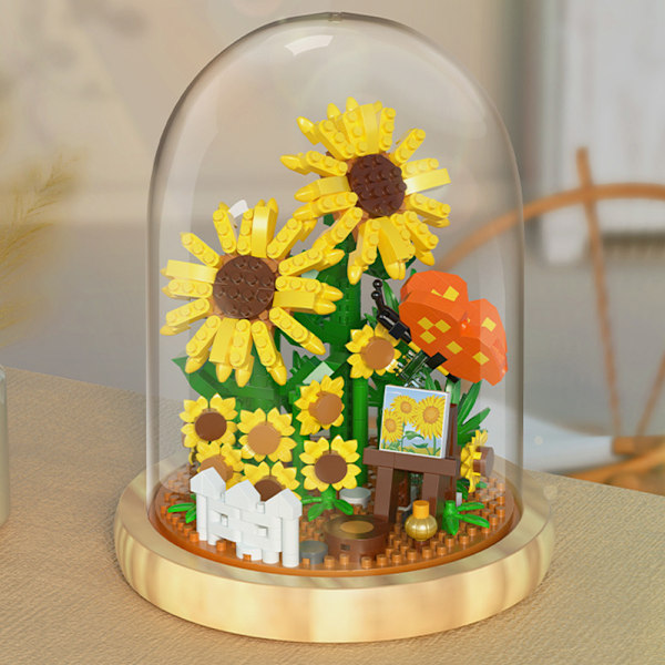 3D DIY-byggkloss romantisk blomma heminredning barngåva Sunflower