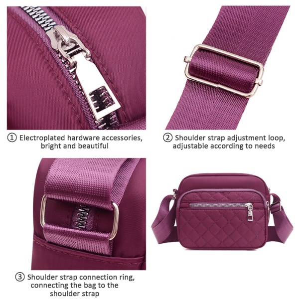 Handväska Messenger-axelväska med stor kapacitet för kvinnor, flickor purple