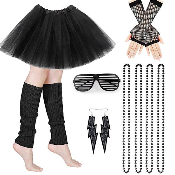 Kvinnor 80-talets 70-talets Retro Kostym Tillbehör Set Neon Benvärmare Set black