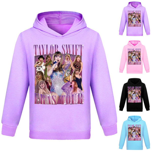 Stjärnor Långärmad Huvtröja Pullover Casual Toppar Pojkar Flickor Barn Purple 140cm