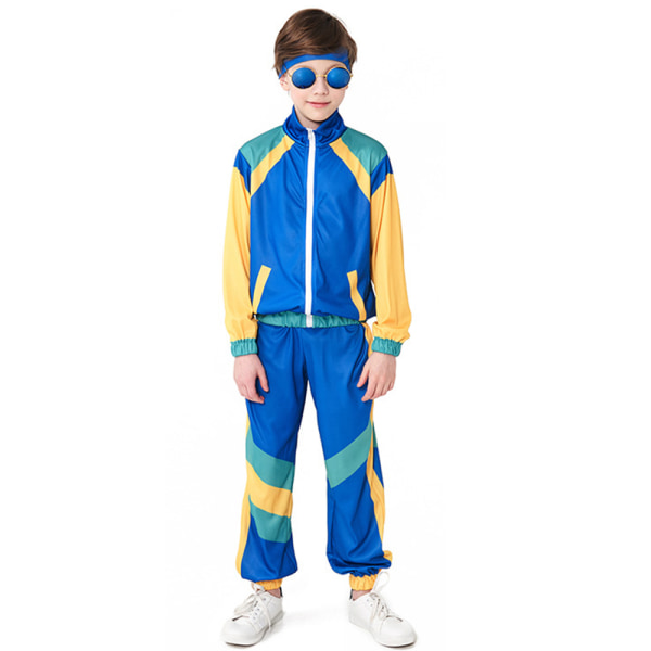 Barbie 80-tals träningsdräkt pojkar flickor Hip Hop kostym topp byxor set blue M