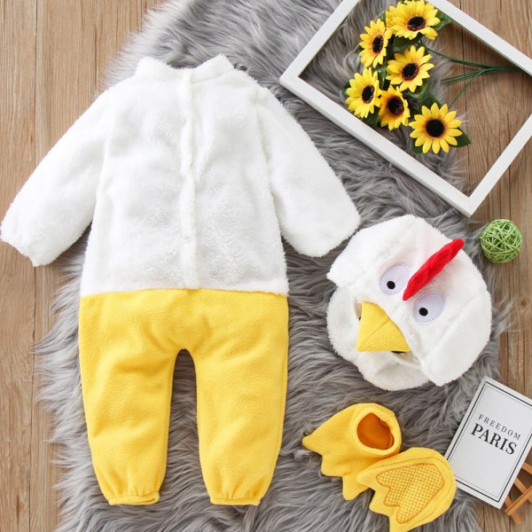 Påsk Kids Chicken Cosplay Kostym Outfitt Animal Fleece Romper 12-18M