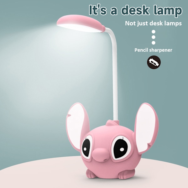 Disney Stitch Barnlampa för Barn LED Skrivbordslampa Lilo & Stitch Pennavässare Ljus Ny Pink