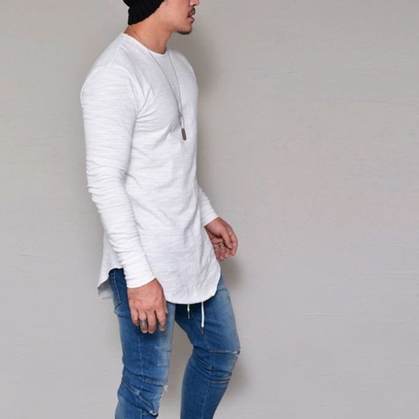 Ny långärmad tröja för män T white S