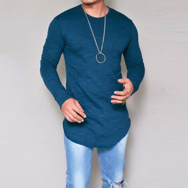Ny långärmad tröja för män T blue XL