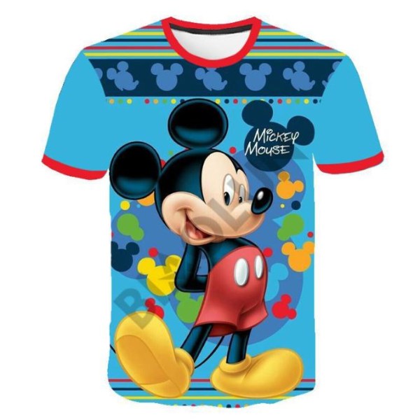 Barn Pojkar Flickor Mickey Minnie Print T-shirt med kort ärm T-shirt Topp sommartröja B 9-10 Years