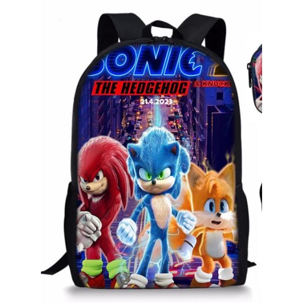 Sonic 2 skolryggsäck för barn axelväska skolväska B