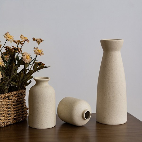 3 st/set Keramisk vas Dekorativ torkad blombehållare, Boho blomväxtbehållare, Hantverksornament, Heminredning, för hem, kontor, present till bröllop