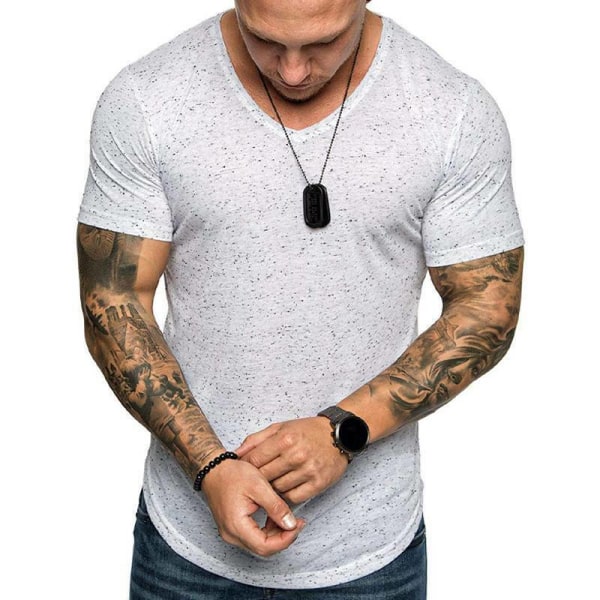 Gym Muscle Kortärmad T-shirt för män Träningsträningströjor White M