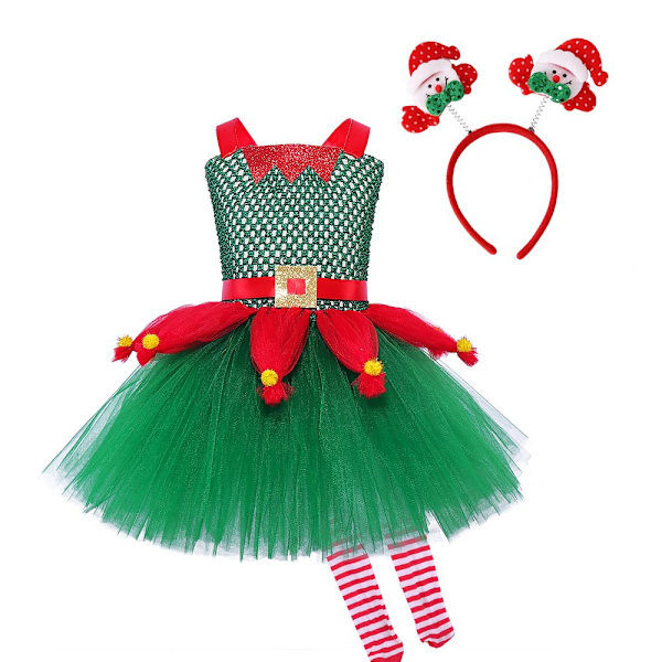 Flickor Tutu Klänning Pannband Prinsessklänning Jul Nyår Present L