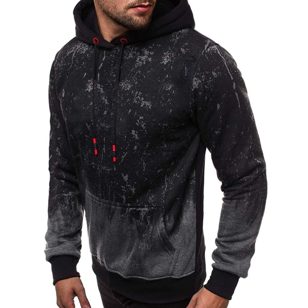 Casual tröja för män 3D Slim Pullover Hoodie Autunm Winter Dark Grey 3XL