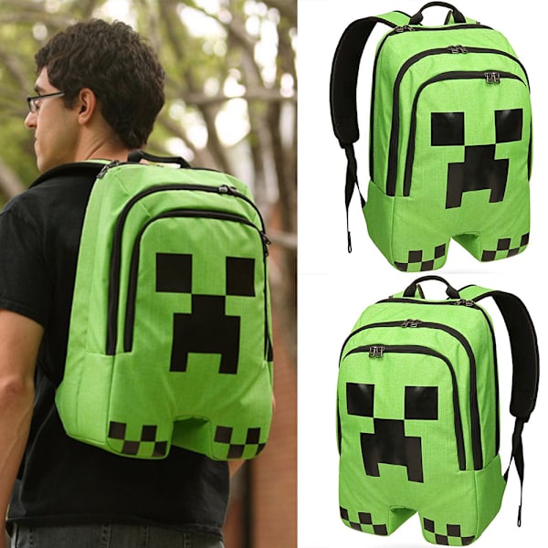 Minecraft Skolryggsäck Creeper Ryggsäck Vattentät Pojke Sport