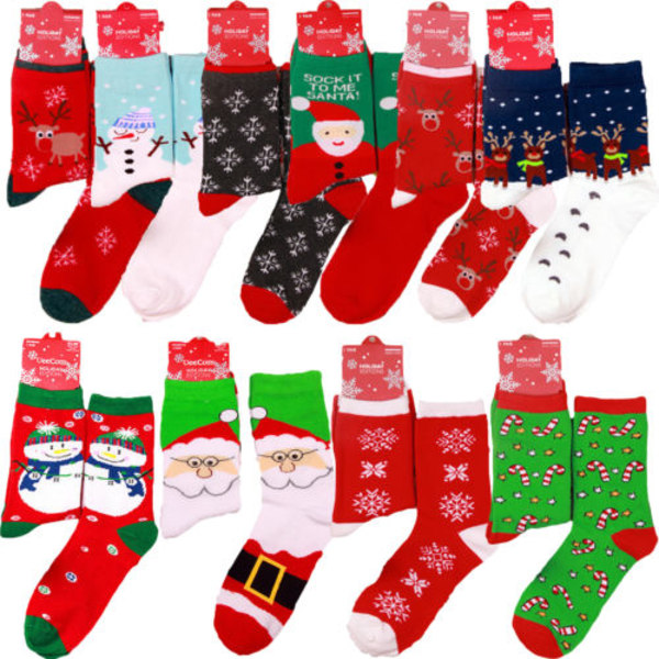 1/2/4/6 Damstrumpor Julstrumpor Tomte Snögubbe Vinter Benvärmare Deer Head 6 Pairs
