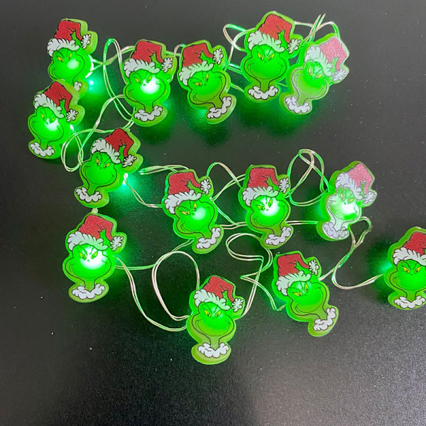Grinch Juldekorationer 3 m 30 LED Batteridrivna Julbelysning Med Timer Gröna Julsträngljus Inomhus Juldekoration 3m