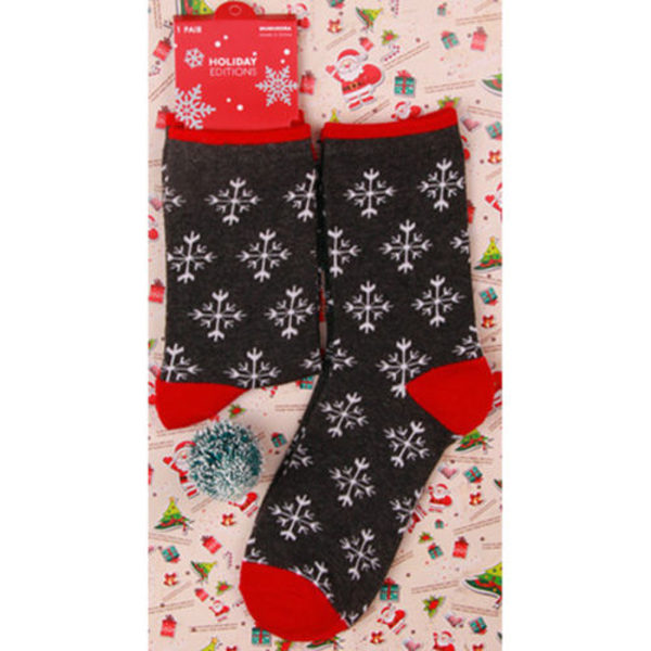 1/2/4/6 Damstrumpor Julstrumpor Tomte Snögubbe Vinter Benvärmare Grey Snowflake 1 Pair