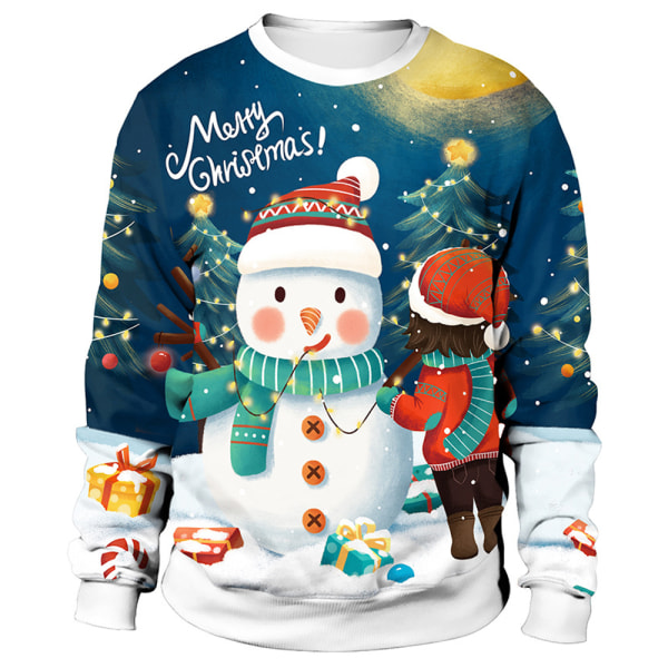 Jultröja för par långärmad T-shirt Topp Custom E XL