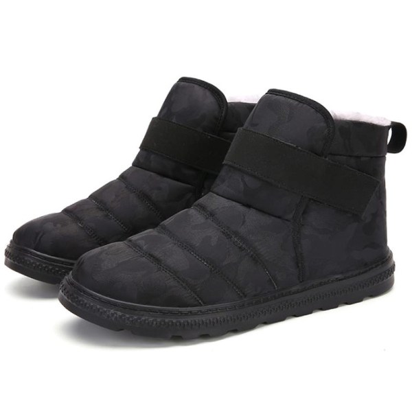 Mens Winter Warm Camo Snow Boots Pälsfodrade Ankel Flat Shoes black 41