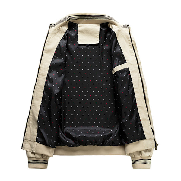 Herr Baseballjacka, Vintervindjacka, Lätt Pilot Tjock Casual Jacka Khaki 4XL