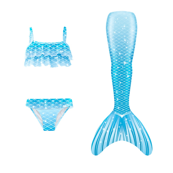 Barn Sjöjungfru Svans Prinsessa Baddräkt Delad Bikini Set Tredelad Set Badkläder #1 140cm