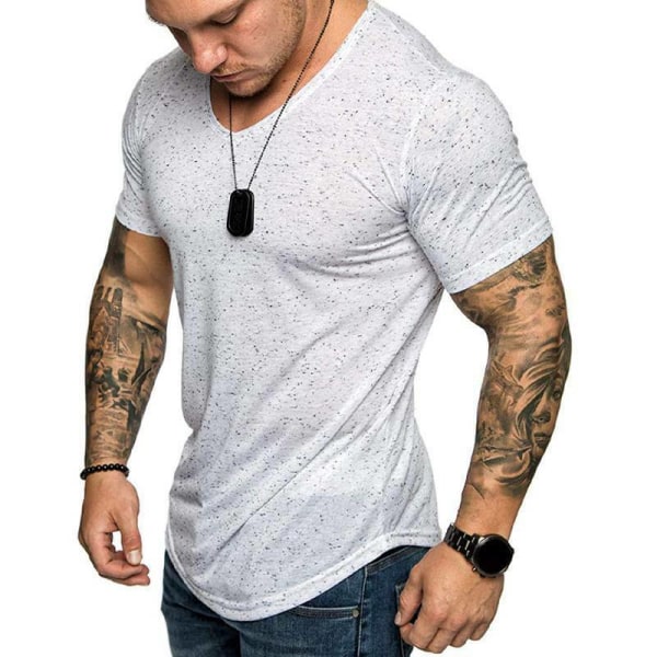 Gym Muscle Kortärmad T-shirt för män Träningsträningströjor White M
