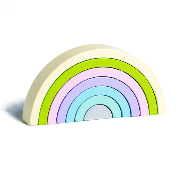 Barn Trä Regnbåge stapling leksaksstaplare Montessori häckande block Färgform Matchande leksaker Set Macaroon