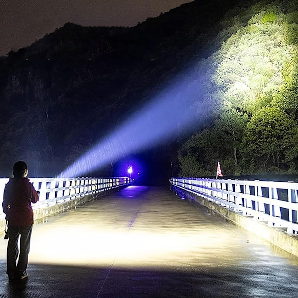 Ultraljusstark LED-ficklampa, uppladdningsbar handhållen ficklampa driven av batterier - Maximal räckvidd över 500 meter