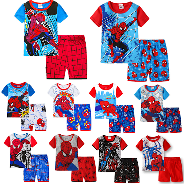 Spider-Man Pyjamas för Små Pojkar Bomull Sommar Pyjamas för Pojke Nattkläder Korta Ärmar Söta Tecknade Sovkläder Korta Set #9 90cm