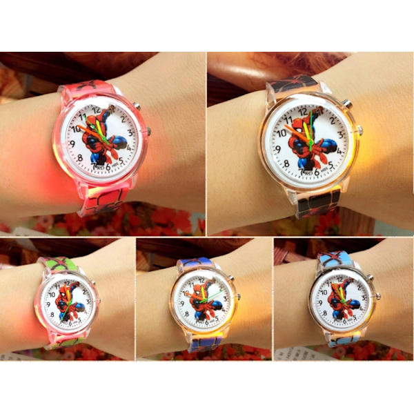 Kids Spiderman lysande watch blinkande ljus pojkar flicka klocka Red