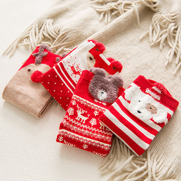 Damstrumpor med julmotiv och slogan Deer 6 Pairs