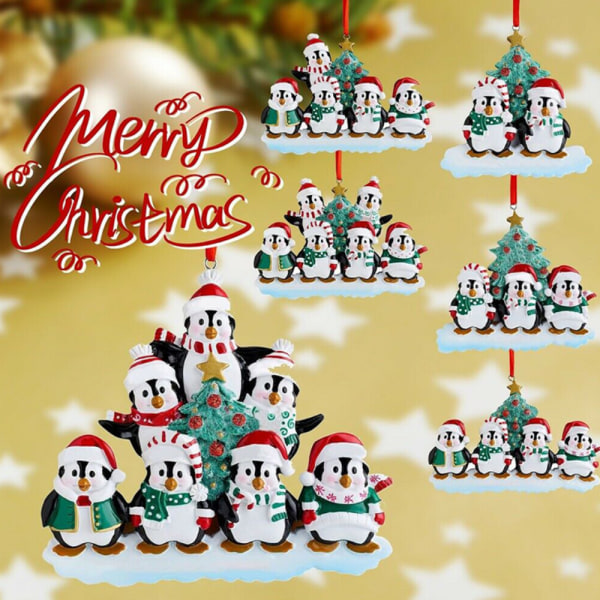 Christmas Penguin Family Pendant Xmas Tree Hängande Ornament 5 penguins