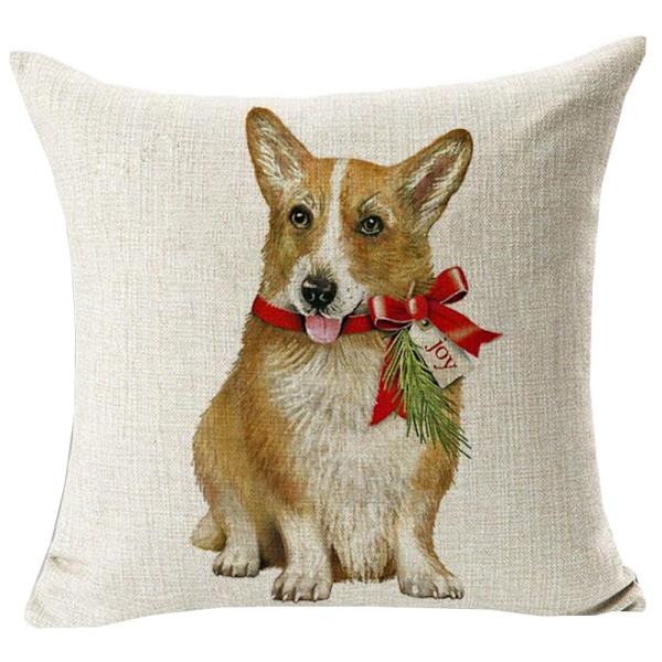 Jul Kasta Kuddfodral Kudde Överdrag Kvadratisk Soffa Midja Säng Bil Heminredning Corgi Puppy