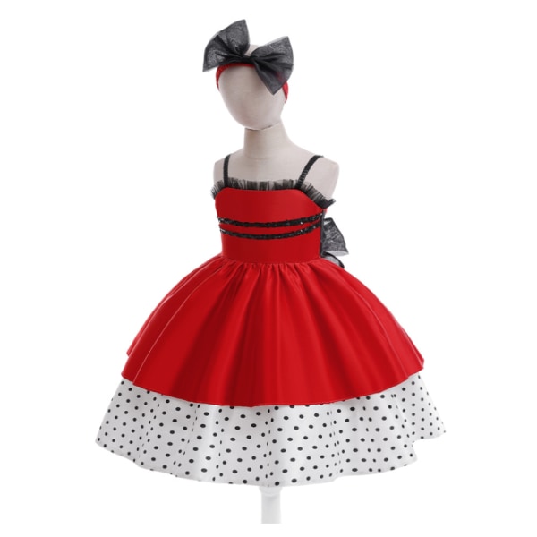 Flick Halloween Kostym Polka Dots Prinsessa Tutu Klänning Cosplay 110cm