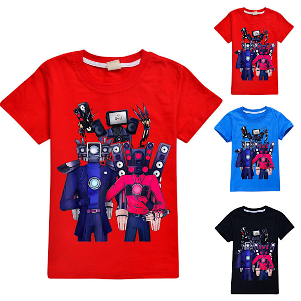 Kids Skibidi Toalett Speakerman Print Pojkar Flickor Casual Kortärmad T-Shirt Tee Red 120cm