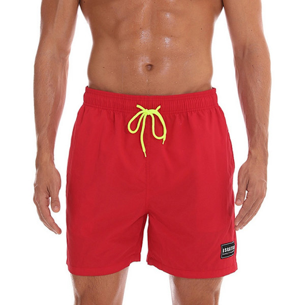 Herr Solid Strappy Beach Trunks Casual Loose grey XL