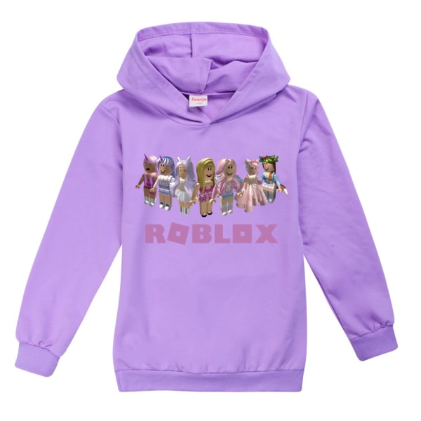 Barn Flickor Roblox Hoodie Huvtröja Casual Pullover Present purple 150cm