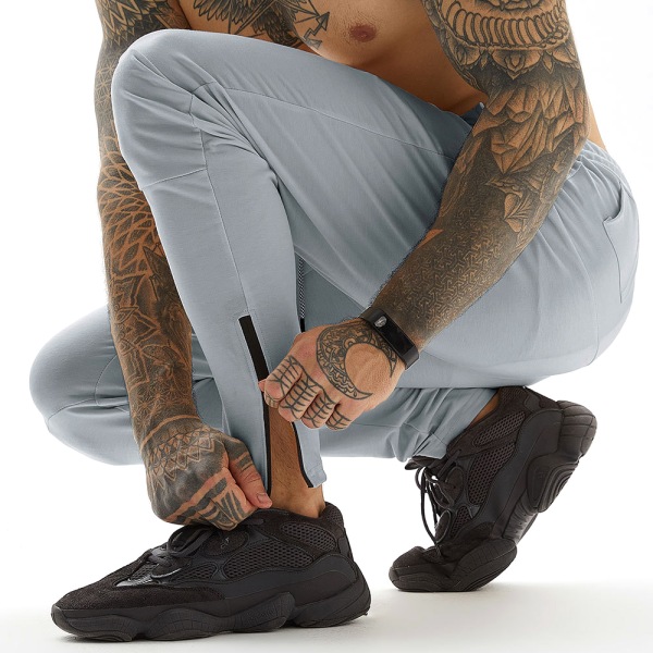 Stretch Casual Träningsbyxor med flera fickor för män Grey L